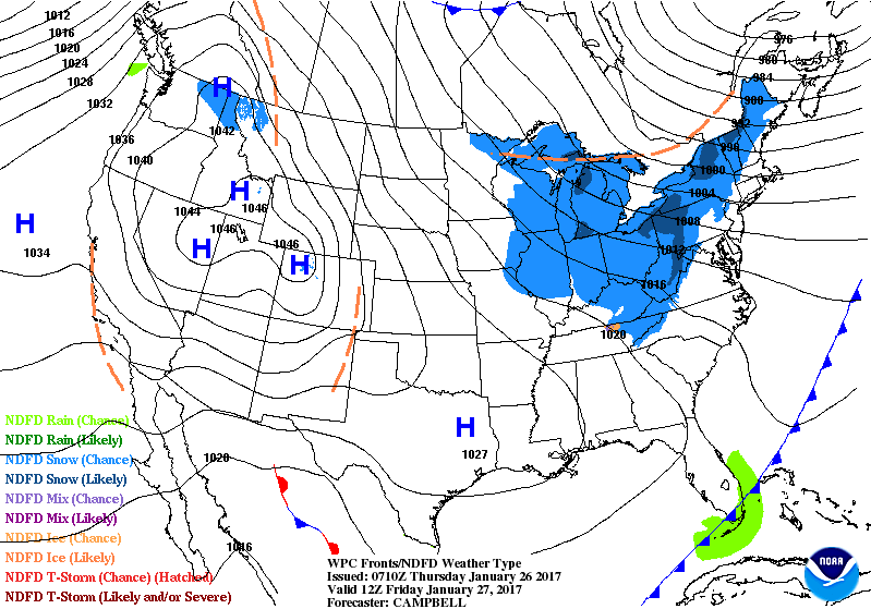 National Surface Map for Friday Jan 27th