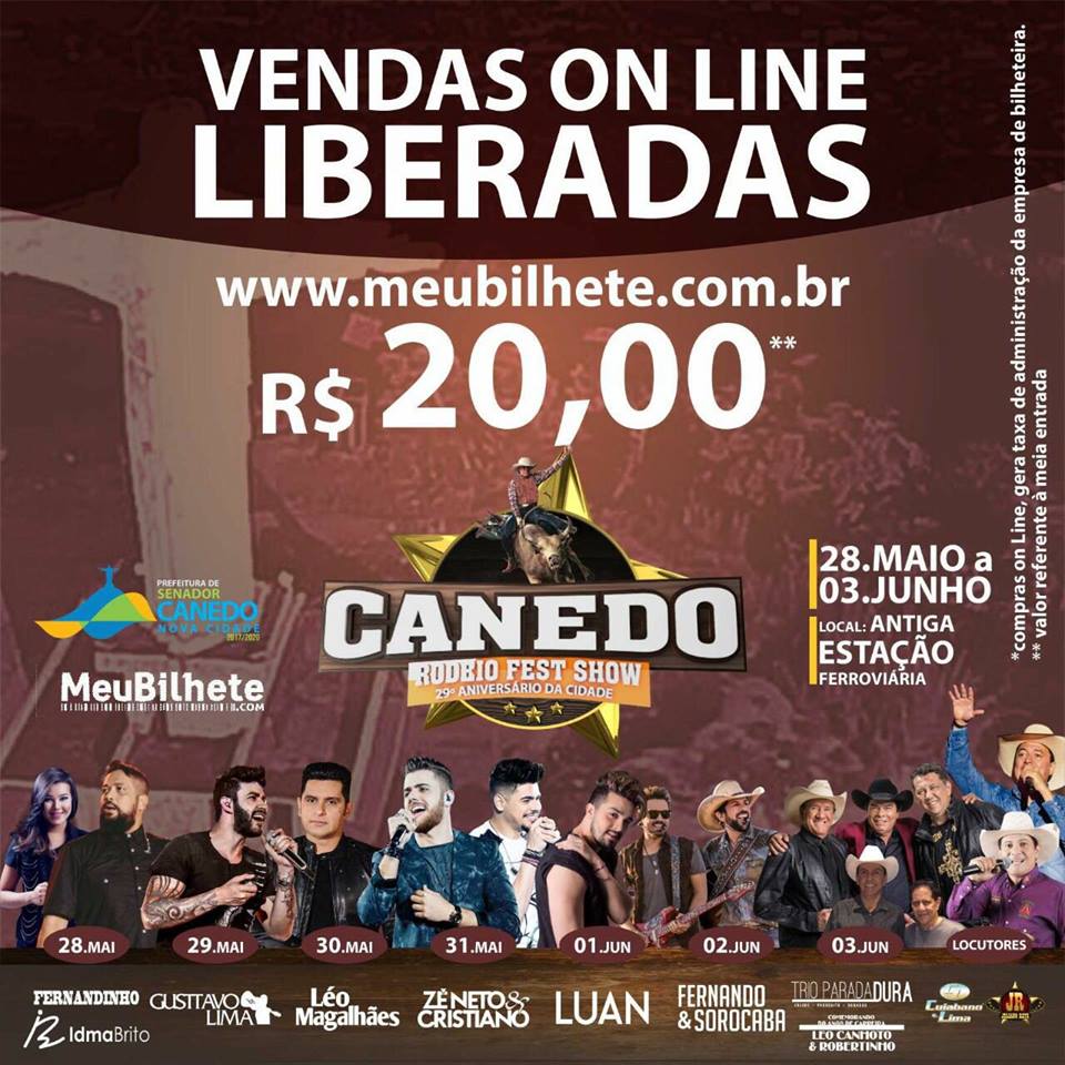 Canedo Rodeio Fest Show: Vendas online de ingressos já estão liberadas