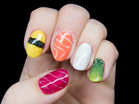 Sushi nail art by @chalkboardnails