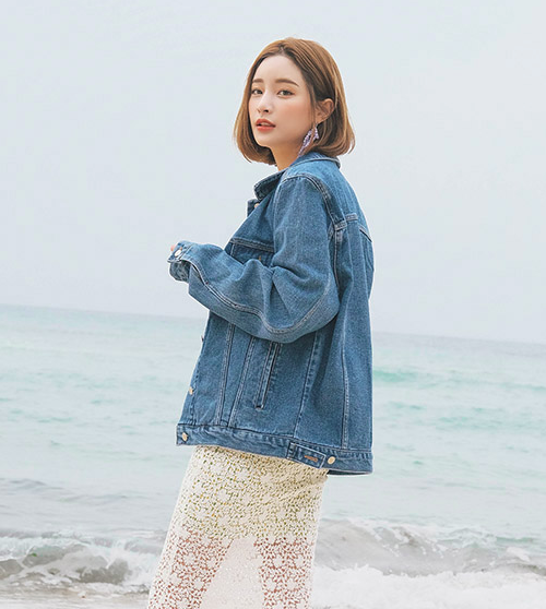 [Stylenanda] Extended Sleeve Denim Jacket KSTYLICK Latest Korean