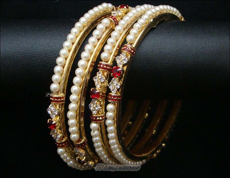 Pearls Bangle Gold Plated International Fashions