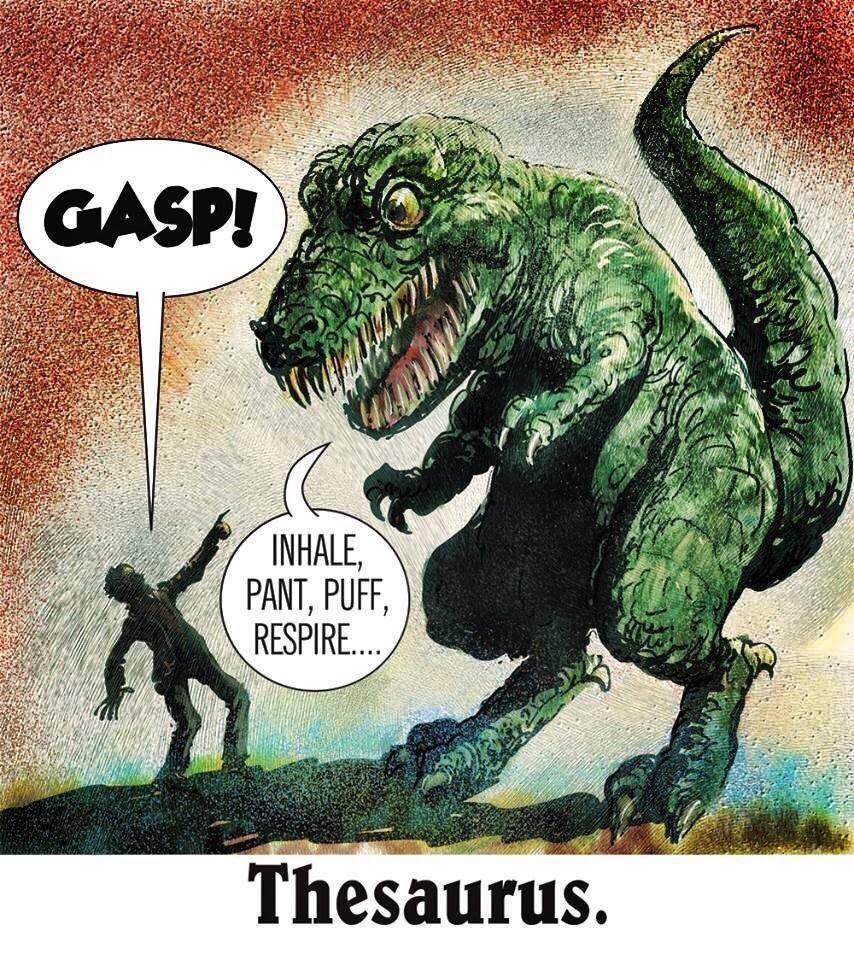 Funny thesaurus dinosaur cartoon joke picture