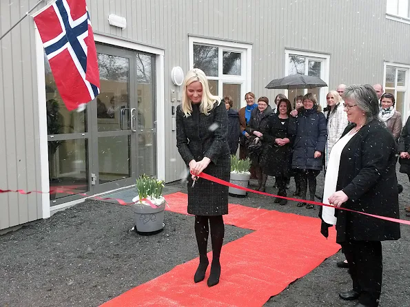 Princess Mette-Marit of Norway attended the opening of a shelter for homeless people at Kongsberg 