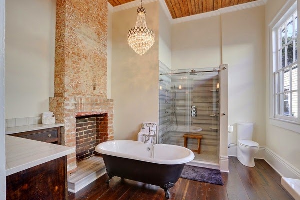 Ideas for bathroom with fireplace of Spa in your own home
