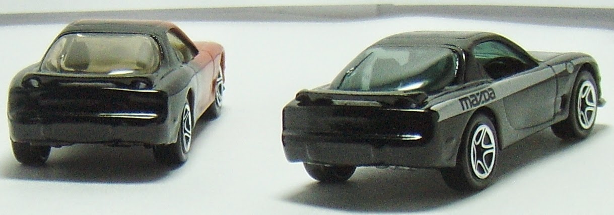 Hot Wheels 1979, Maisto 1986, and Matchbox 1993 Mazda RX7