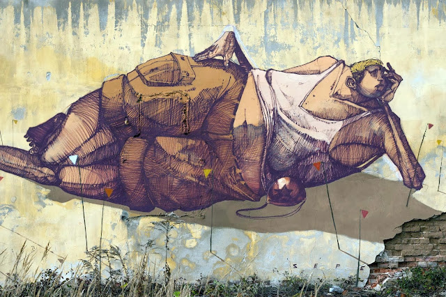 "Chilling On The Mine Field" New Street Art Piece By Sepe In Kluczbork, Poland. 2