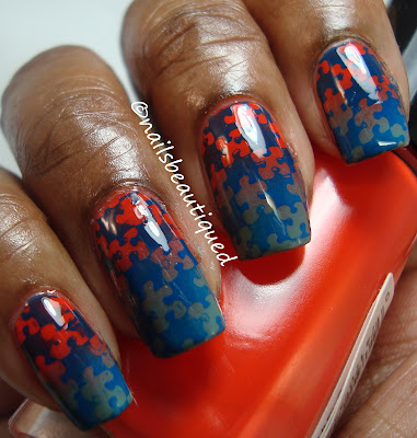 Gradient Puzzle Nailart Design