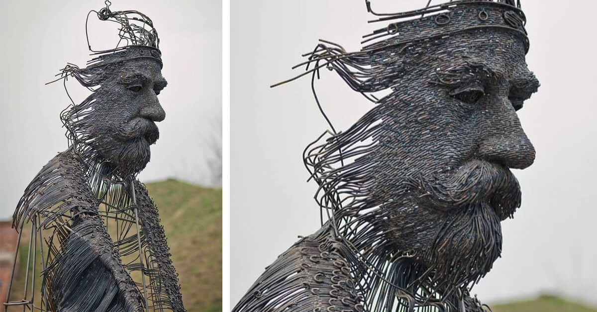 Sculptor Creates Portraits Of Historical Figures By Using Industrial Metal Wires