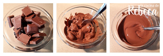 Receta tarta abecedario de chocolate de galleta y crema: preparación del chocolate de la crema
