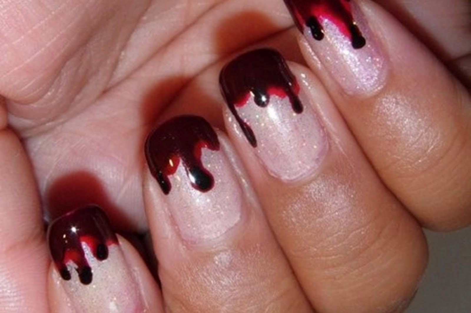 9. Halloween nail art with blood splatter - wide 7