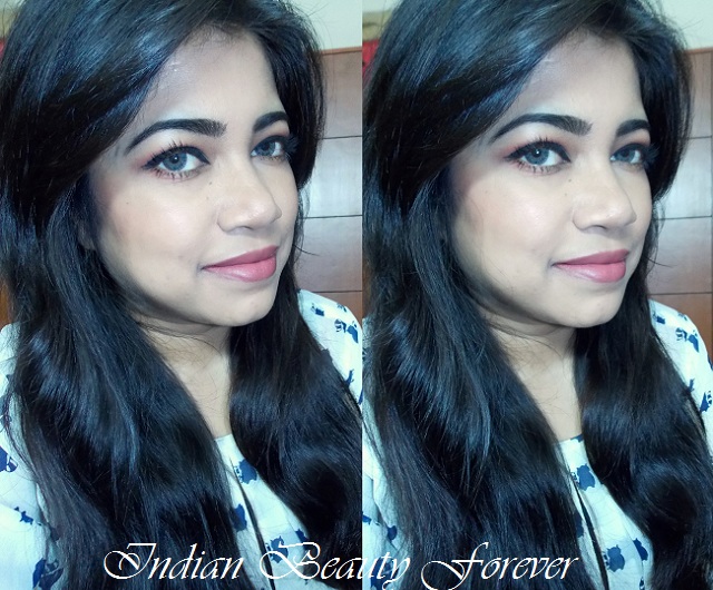 Thick eyeliner with Peachy brown lips Makeup look