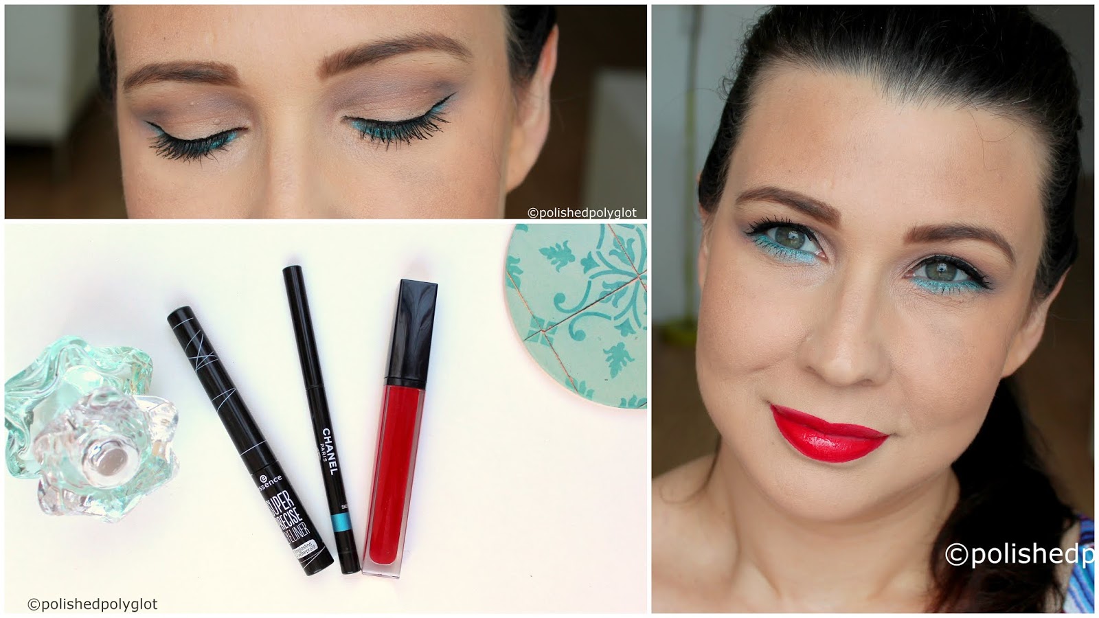 Makeup │Turquoise and Red Summer Night Out Look [Monday Shadow Challenge] /  Polished Polyglot