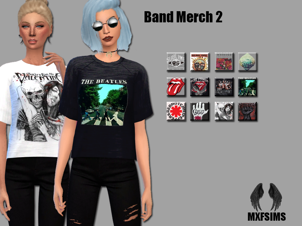 Sims 4 CC's - The Best: Band Shirts by MxfSims