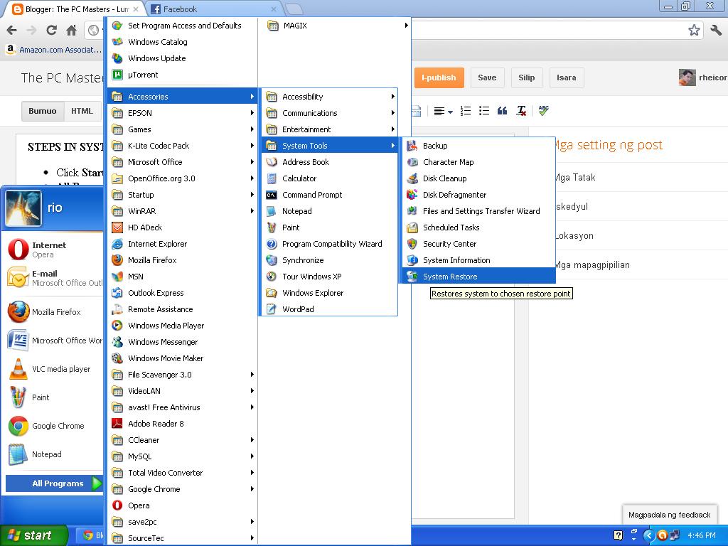 Corbita technical solution windows xp system restore