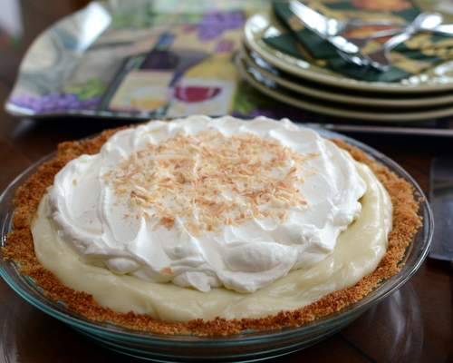 Coconut Cream Pie ♥ KitchenParade.com, how to move grown men to silence.