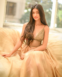 Alanna Panday at VOGUE Party wearing a Leg Slit Golden Gown by Manish Malra 4 bollycelebs.in Exclusive Pics