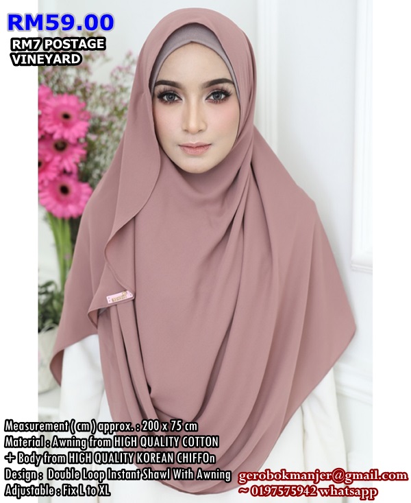 INSTANT SHAWL CHIFFON 2 LOOP ROSSY FLARE WITH AWNING
