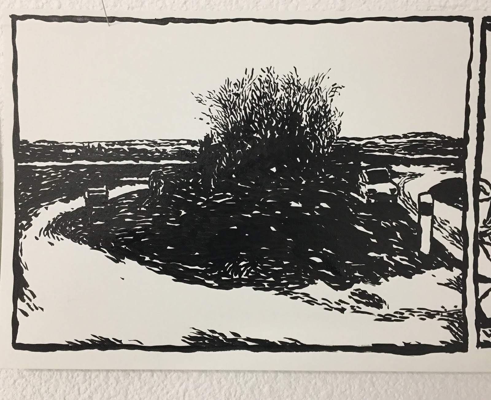 Petits Dessins Entre Amis Derriere Chez Moi Rond Point Route Deviation Chemin Tard Le Soir Pinceau Noir Encre De Chine Atelier Chantier Interdit Public Dessin