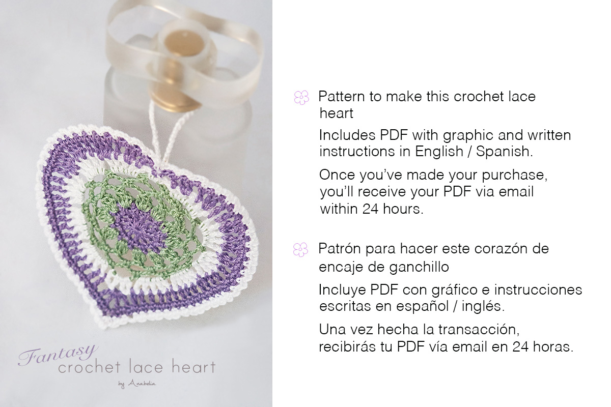 Fantasy crochet lace heart motif by Anabelia