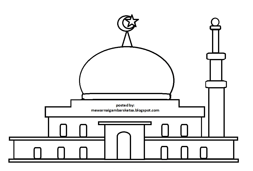 Gambar Sketsa Masjid Semburat Warna
