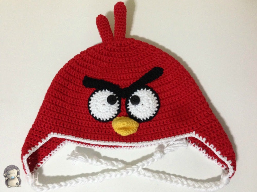 Gorro a crochet Angry Bird rojo