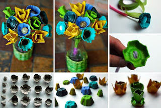 Flores feitas de caixas de ovos Várias sugestões divertidas para reciclar caixas de ovos.