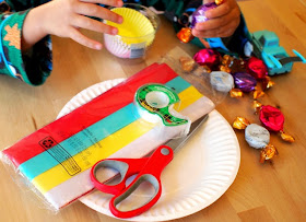 Gather materials to make your kid made chocolate gift.