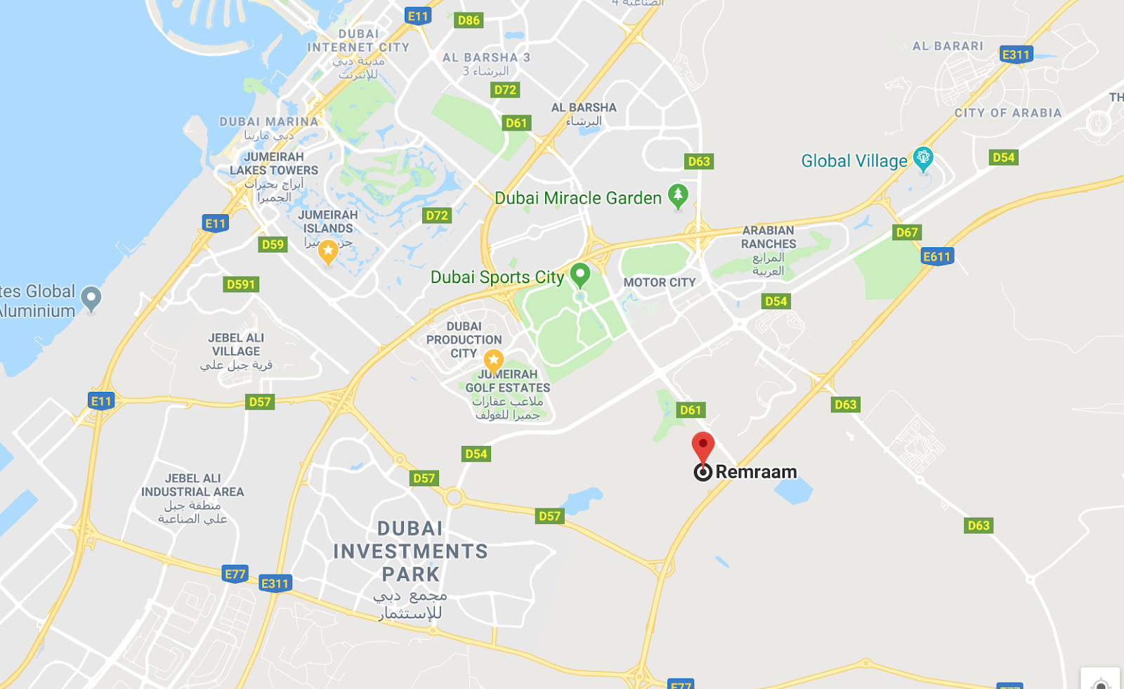 Dubai Land Location Map Location Map - Remraam Dubailand