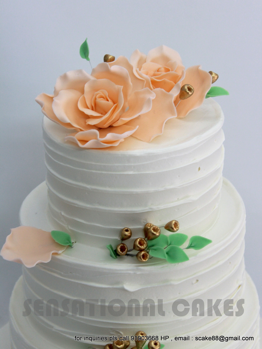The Sensational Cakes PEACH WEDDING CAKE SINGAPORE CREAM WEDDING CAKE