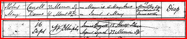 1893 Marriage Robert Carroll and Mary Dunne, Dublin