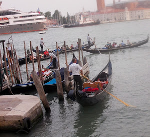 In Venice, the Gondola and the Cruise Ship.  the old and the new...