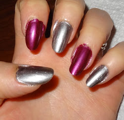 burgundy silver magnetic nail