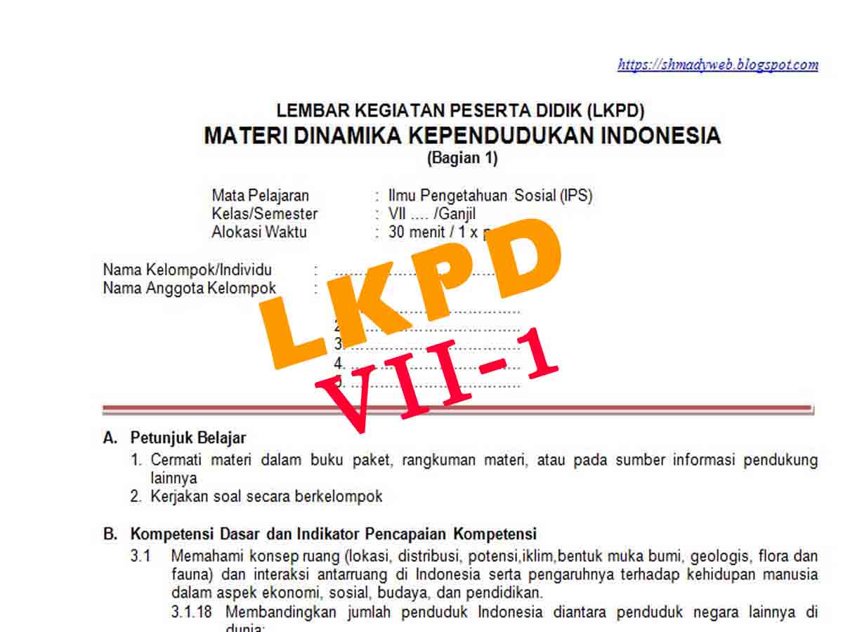LKPD: Dinamika Kependudukan Indonesia IPS Kelas 7