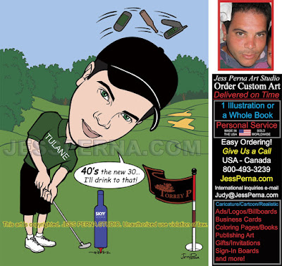 Golfer 40th Birthday Caricature 