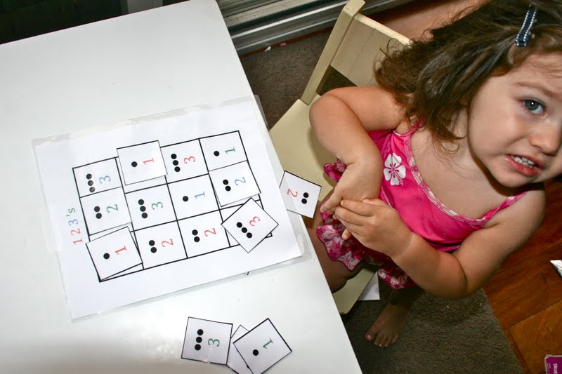 Toddler 1 2 3 Bingo Mat Printable