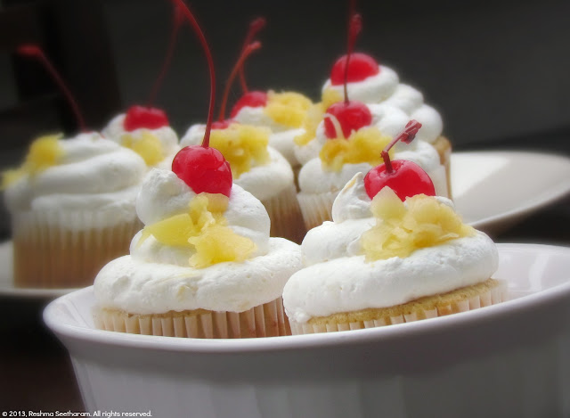 Cherry pineapple cream cupcakes