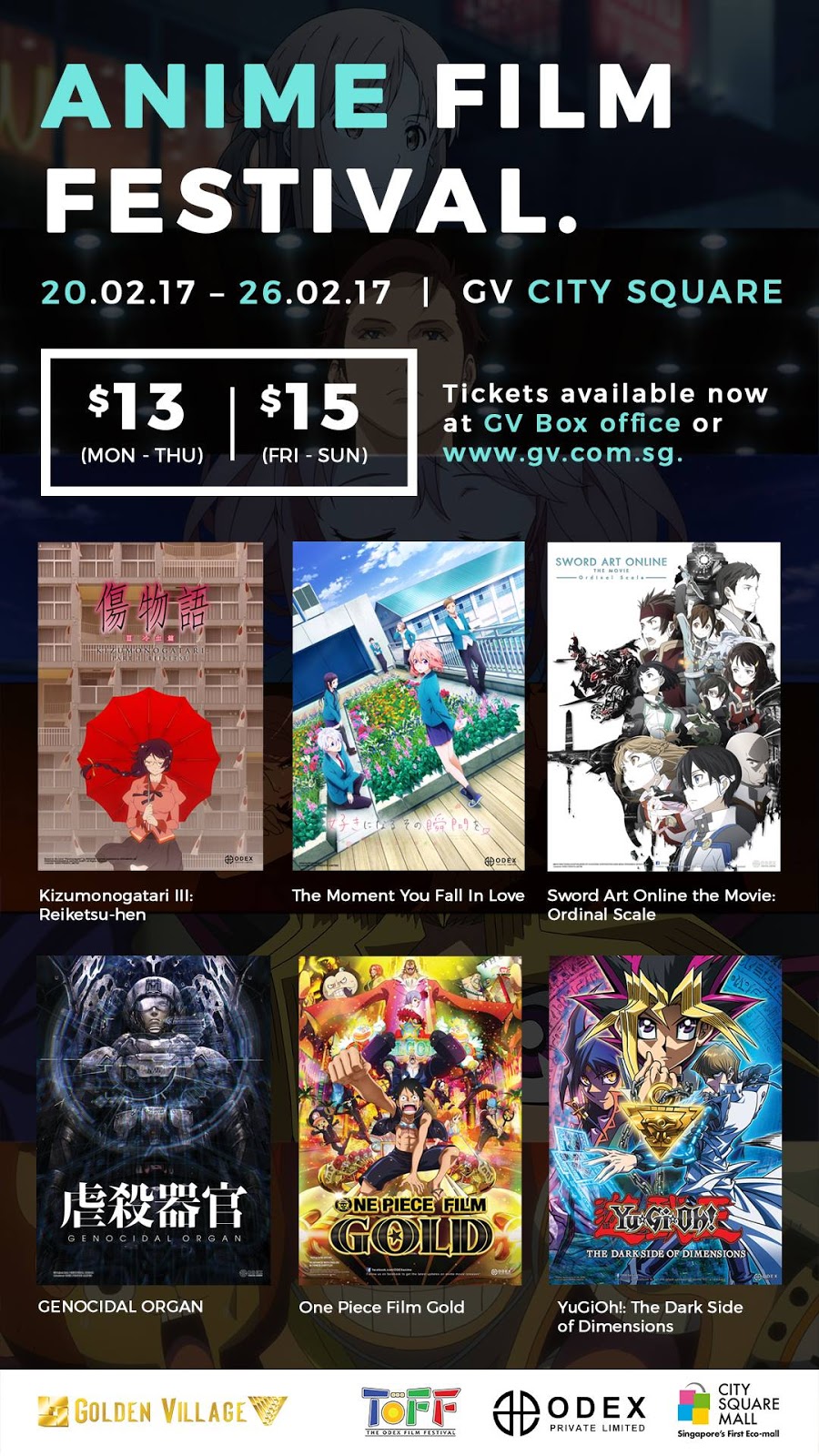 Anime Film Festival 2017 Golden Village Singapore Feb 20 26