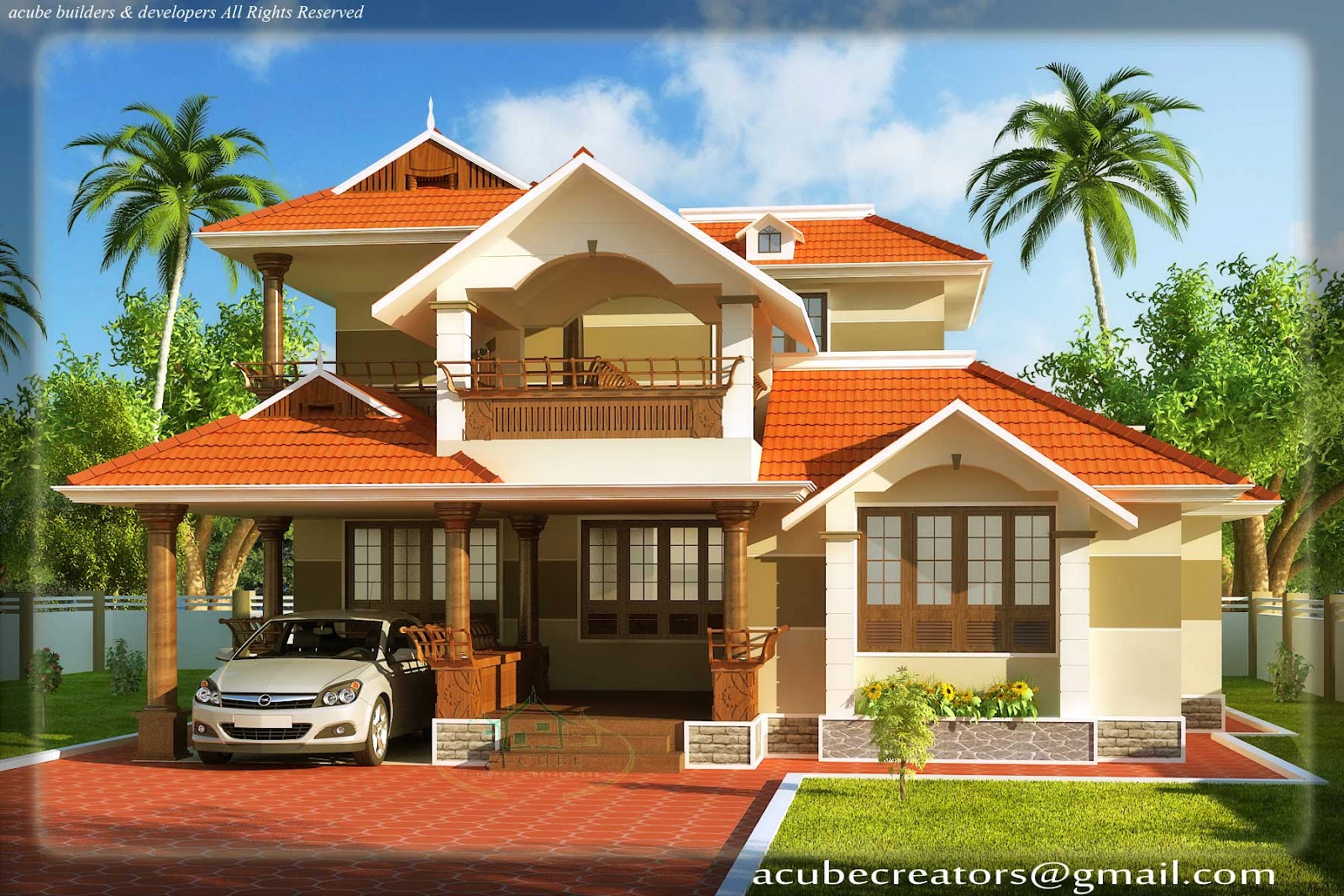 Kerala Style House Plans Within 2000 Sq Ft Double Floor.