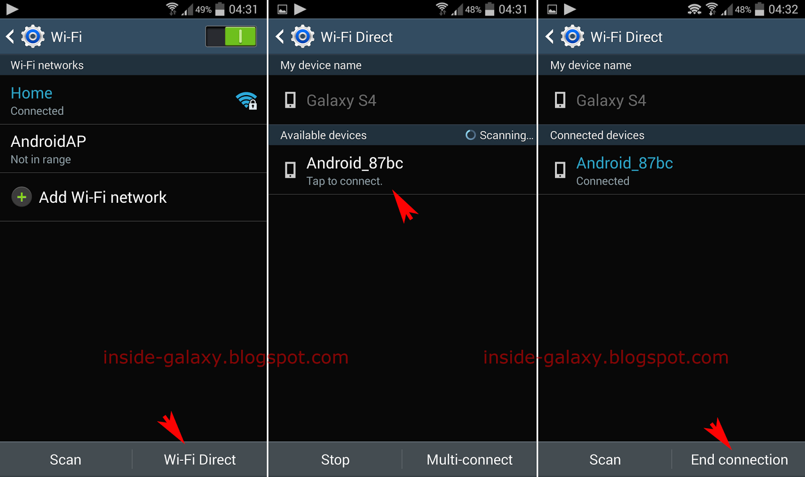 spoel Centraliseren Onbevreesd Inside Galaxy: Samsung Galaxy S4: How to Enable and Use Wi-Fi Direct  Feature to Transfer Files in Android 4.4 Kitkat