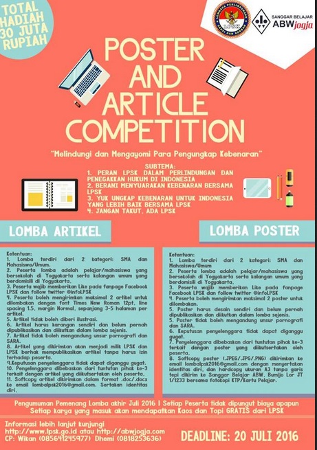 Lomba Menulis Arikel dan Desain  Poster  2021 Hadiah 30 Jt 