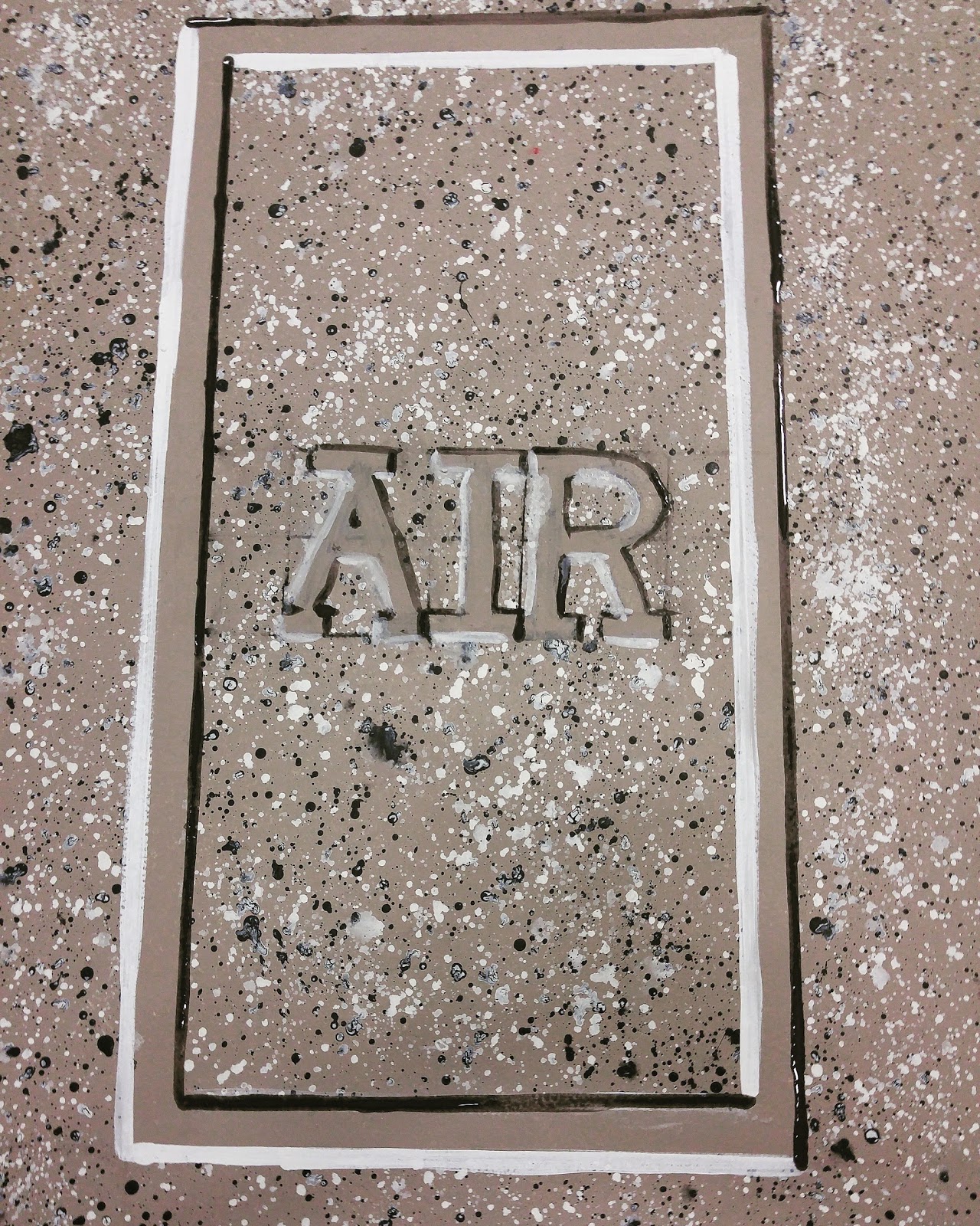 Cartoon in cut line/ engraved lines using masking tape