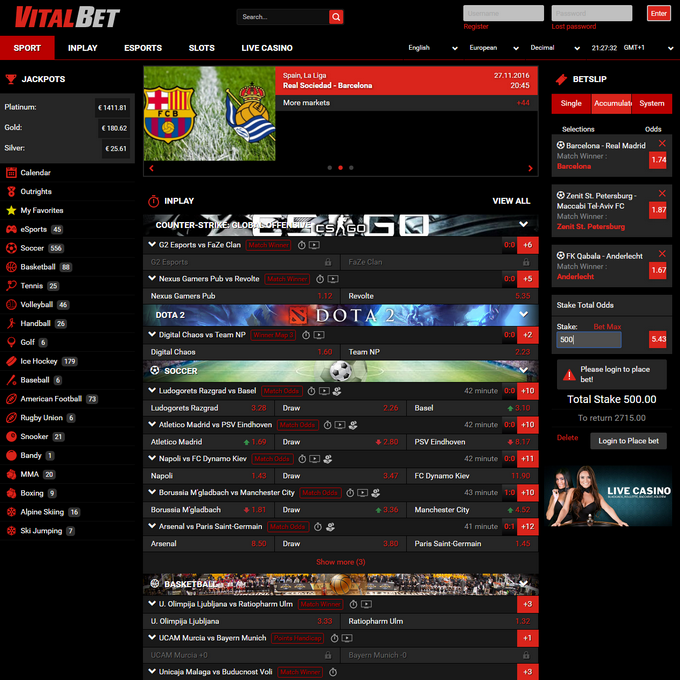 Vitalbet Bookmaker Vitalbet Screen