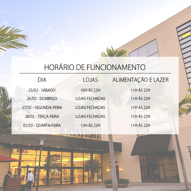 Horário de funcionamento do Iguatemi Brasília