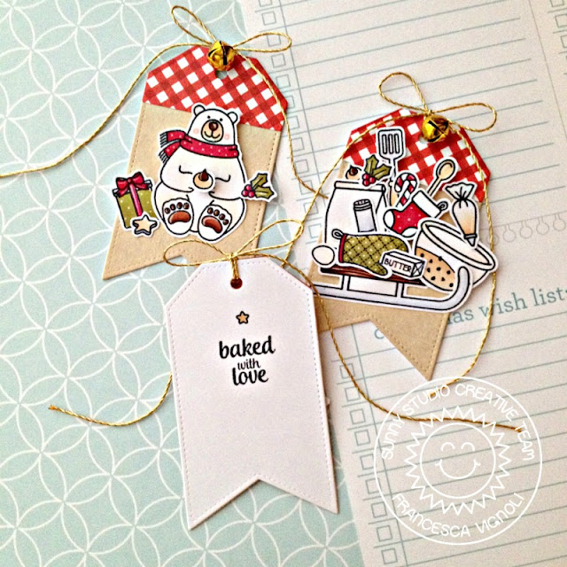 Sunny Studio Stamps: Build-A-Tag Playful Polar Bears Blissful Baking Festive Christmas Gift Tags by Franci Vignoli