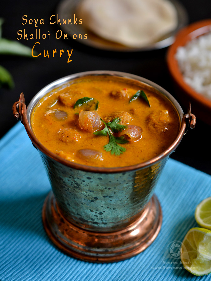 Soya Chunks Shallot Onions Curry Flavors N Colors