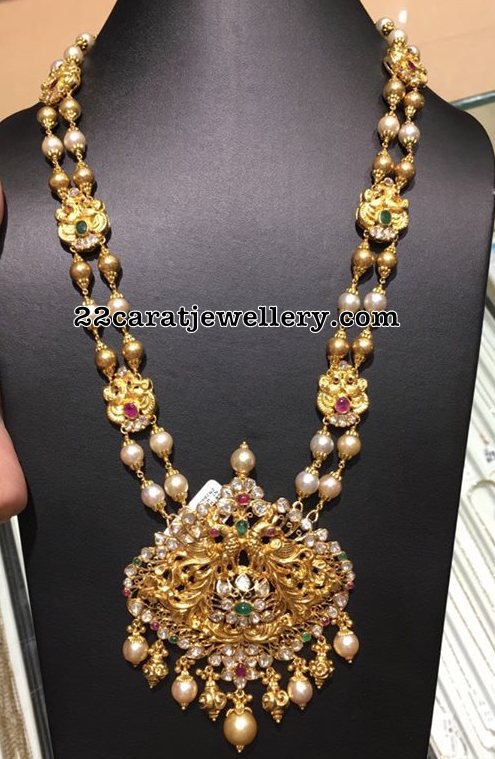 South Sea Pearls Gold Balls Long Set - Jewellery Designs