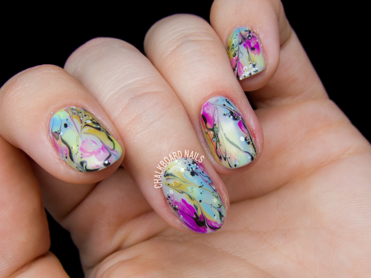 Watercolor Wash with Splattered Accents | Chalkboard Nails | Phoenix ...