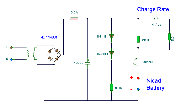 Simple Nicad Battery Charger Circuit Diagram