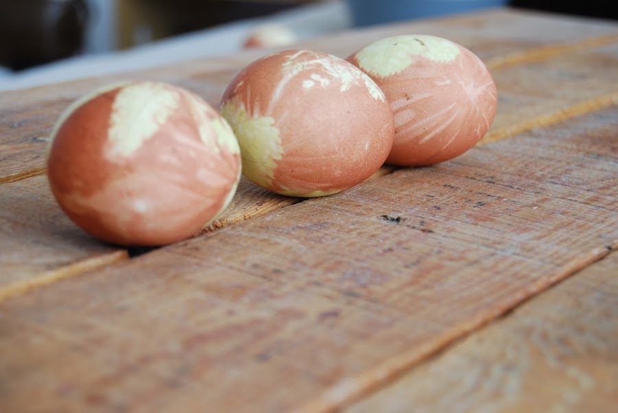 huevos de pascua teñidos con cebolla