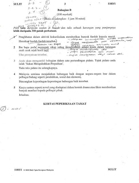 Karangan Bahagian B Kssm